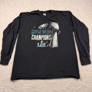 Philadelphia Eagles Super Bowl LII Champions Black Long Sleeve Gildan Tee L